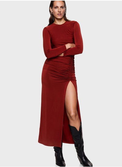 Buy Slit Detail Ruched Dress in Saudi Arabia