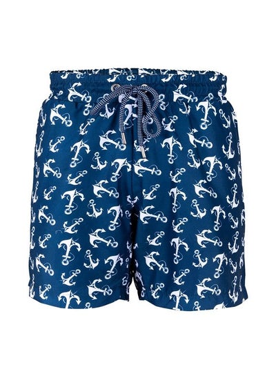 Buy Anchors Men Swim Shorts with Elastic Drawstring Waistband Large in UAE