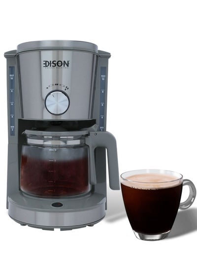 Buy Edison coffee machine 1.25 liters light gray steel1000 watts in Saudi Arabia