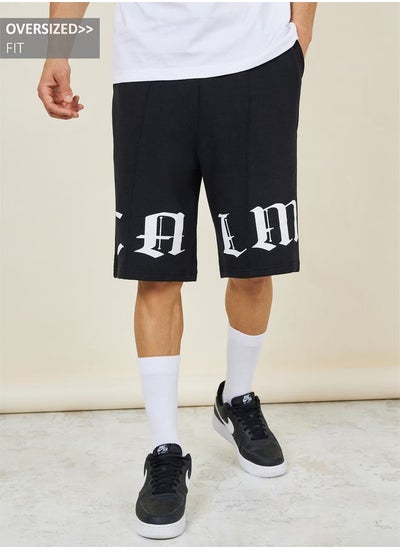 Buy Oversized Pintuck Calm Print Shorts in Saudi Arabia