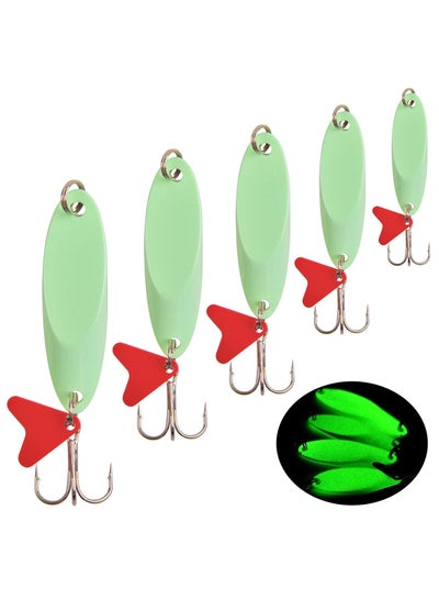 Buy Luminous Fishing Lures Spoons, 10 Pcs Hard Jigging Spinnerbait with Treble Hooks, Metal Spinner Spoon for Saltwater Freshwater in UAE