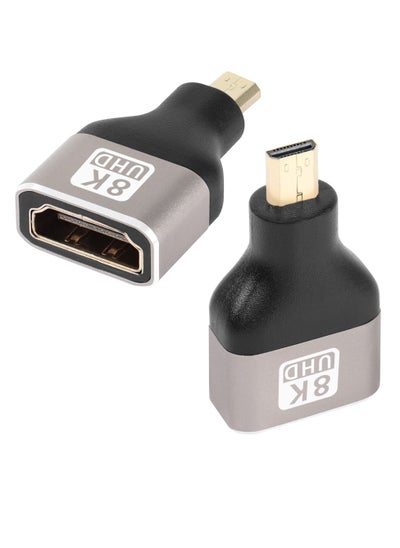 اشتري 2 Pack 8k Micro HDMI to HDMI Adapter, Micro HDMI Male to HDMI A Female, Standard Micro HDMI Adapter 2.1 Version, Support 8K@60Hz/4K@120Hz HDR ARC, Compatible for Camera, DSLR, Tablet في الامارات