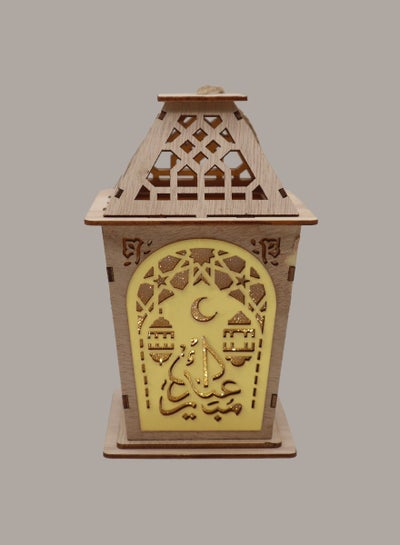 اشتري فانوس رمضان خشبي، ديكور رمضان كريم، ضوء فانوس زينة العيد، للاستخدام الداخلي والخارجي، ديكور ضوء رمضان في الامارات