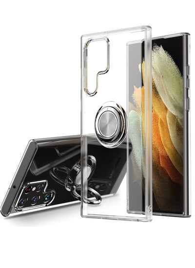 Buy Protective Case with Rotation Rind Kickstand for Samsung Galaxy S22 Ultra Clear in Saudi Arabia