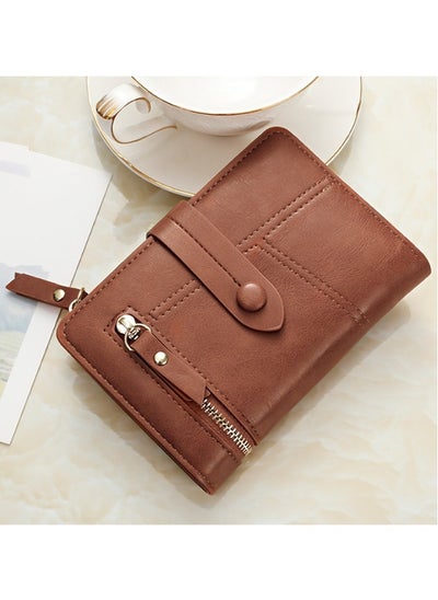 Buy Pu Leather Short Zipper Three Fold Wallet in UAE