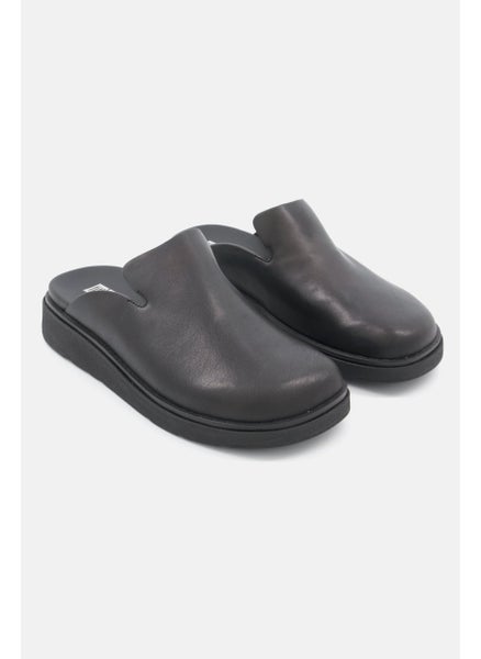 اشتري Women Slip On Leather Clogs, Black في السعودية