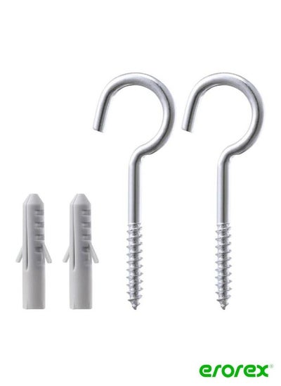 Buy 4-piece screw hook and plug set Silver in Saudi Arabia