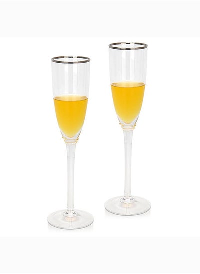 اشتري 2 Piece Champaign Glasses Set 320 ml Modern Glassware Set For Kitchen Premium Barware Cocktail Glasses L 7.5x7.5 X H 26cm في الامارات