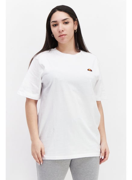 اشتري Women Round Neck Short Sleeve Embroidered Logo T-Shirts, White Combo في الامارات