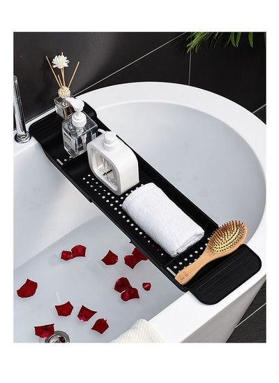 Buy Expandable Non-slip Bath Caddy Bathtub Tray (black) in Saudi Arabia