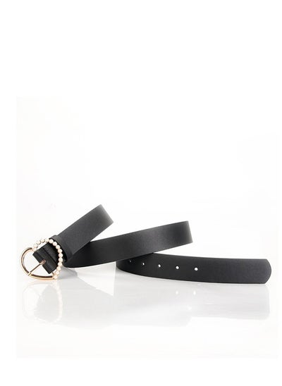 اشتري Sweet And Elegant Love Pearl Pin Button Ladies Belt 105cm Black في الامارات