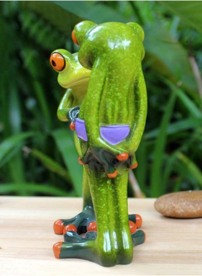 Buy Frog Figurines Decor Funny Creative Craft Resin Green Frog Sculpture Statue for Home Office Desk Tabletop Bathroom Decoration, Ornament Gift (Frog Pull Pants) in Saudi Arabia