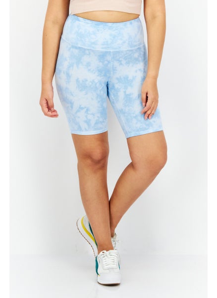 Buy Women Tie Dye Biker Shorts, Light Blue in UAE