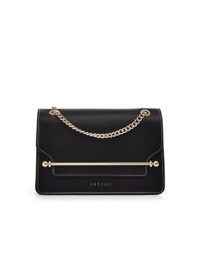 Buy Leather hand bag in contrasting colors from Kanelli \ black in Saudi Arabia