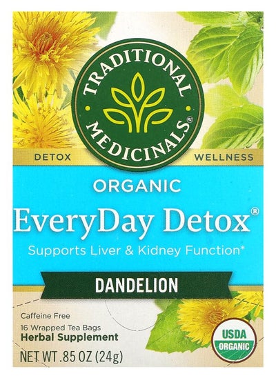 Buy Organic EveryDay Detox Dandelion Caffeine Free 16 Wrapped Tea Bags 0.85 (24 g) in UAE