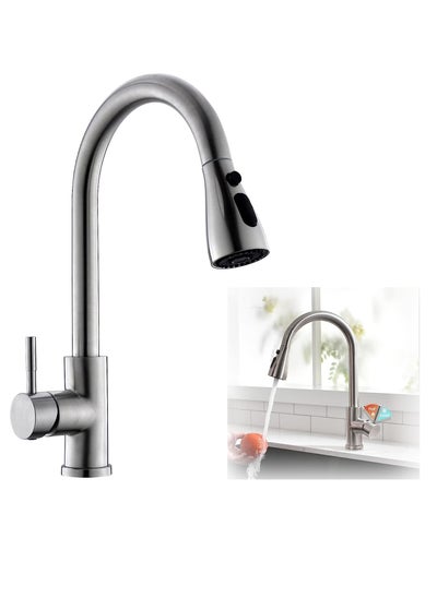 Buy Kitchen Faucet with Pull Down Sprayer, High Arc Single Handle Single Hole Stainless Steel Kitchen Sink Faucet with 3 Functions Sprayer for Commercial Modern RV, Brushed Nickel in Saudi Arabia