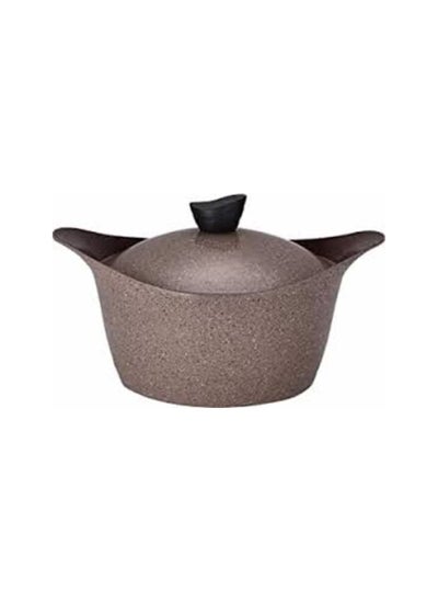 Buy Brown granite pot with lid, 26 cm, 5.4 litres in Saudi Arabia