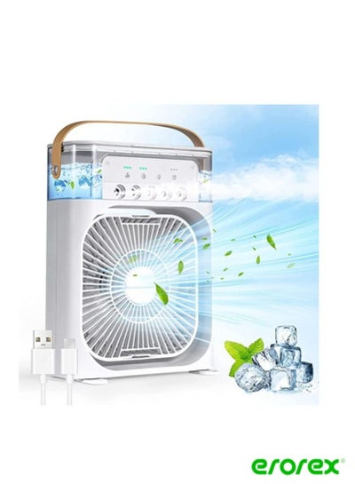 Buy Portable Air Conditioner Fan 3 in 1 600ML Water Tank Desk Cooler Fan Personal Evaporative Air Cooler 1 2 3 H Timer USB Desk AC Cooling Fan with 7 Color LED Light 5 Spray 3 Wind Speeds Mode in Saudi Arabia