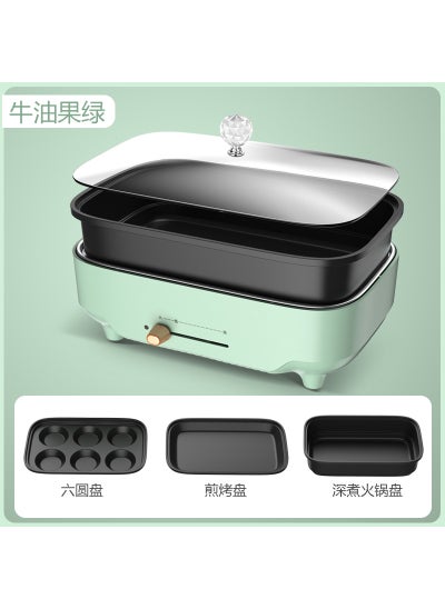 اشتري Factory direct supply new Korean household multifunctional electric cooker non-stick electric cooker split electric hot pot spot 2-3 people green cooking pot hot pot + baking tray + six discs في الامارات