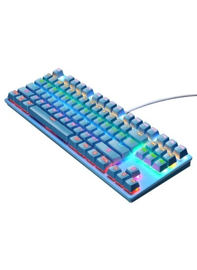 Buy LEAVEN K550 87 Keys Green Shaft Gaming Athletic Office Notebook Punk Mechanical Keyboard, Cable Length: 1.8m(Blue) in Saudi Arabia