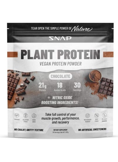 Buy Plant Protein Vegan Protein Powder, Chocolate With Nitric Oxide Boosting Ingredients, 30 Servings in UAE