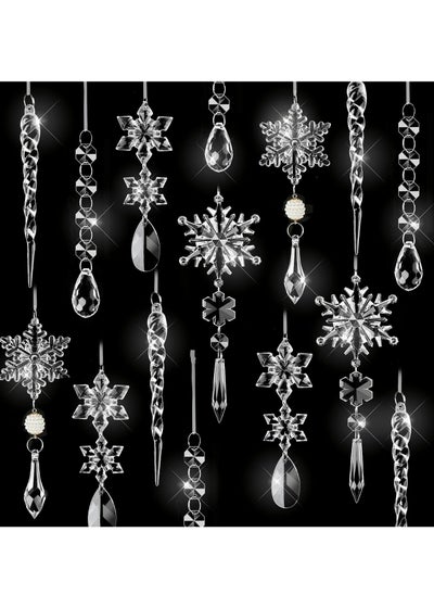 Buy KASTWAVE Christmas Ornaments Crystal Tree Decorations, 20Pcs Acrylic Clear Hanging Crystal, Hanging Acrylic Snowflake and Icicle Ornaments for Centerpieces for Xmas Wedding Party Home Decor in UAE