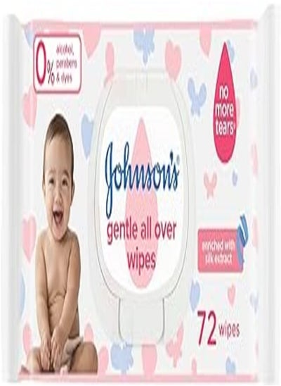 اشتري Johnson's Baby Wipes - Gentle All Over, Pack of 72 wipes في مصر