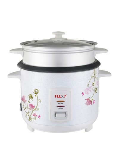 Buy Stainless Steel Electric Rice Cooker 1.8L 700W With Non-Stick Pot Glass Lid Steam And Keep Warm Features Cool Handles in Saudi Arabia