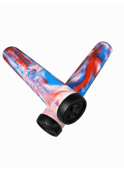 اشتري Twisted Scooter Bar Grips High Rebound Rubber Bar Ends (Red/White/Blue Blend) في الامارات