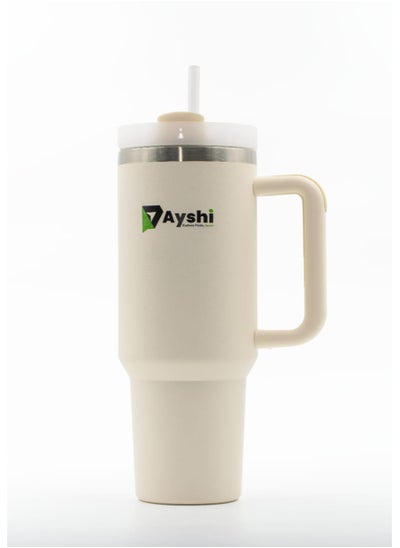 Buy Ayshi Quencher H2.0 FlowState Stainless Steel Vacuum Insulated Tumbler with Lid and Straw for Water, Iced Tea or Coffee, Smoothie and More 40oz in UAE