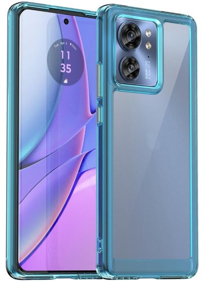 Buy Motorola Edge 40 Case, Slim Thin Hard PC Back Panel + Soft TPU Soft Edge, Fashion Shock-Absorption Anti-Drop Protective Case Cove for Motorola Edge 40 5G 2023 (Transparent Blue) in UAE