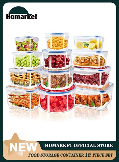 Buy Meal Prep Container Airtight Food Storage Container Set of 12 Pack Re-usable Plastic Food Containers Stackable Kitchen Organizer Boxes Tupperware BPA Free & Microwave Freezer Dishwasher Safe in UAE