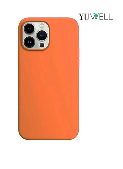 Buy iPhone 14 Pro Case Silicone Shockproof Protective Case Cover 6.1 Inch Soft Liquid Gel Rubber iPhone 14 Pro Silicone Case Orange in UAE