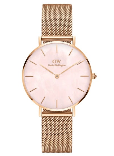 Buy Daniel Wellington Petite Melrose Pearl Pink Women's Watch 32mm Dial with Rose Gold Stainless Steel Mesh Strap DW00100516 in Saudi Arabia