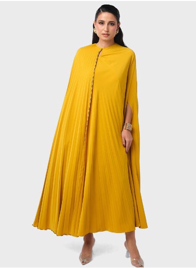 Buy Embellished Pleated Cape Dress in Saudi Arabia