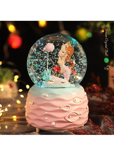 Buy Snow Globes, Mermaid Snowglobes with Musical, LED Lights, Glitter Display Decoration, Home Decor for Kids Room Essentials, Birthday Gift, Precious Keepsake, Cute Novelty Gifts and Collectibles (Pink) in Saudi Arabia