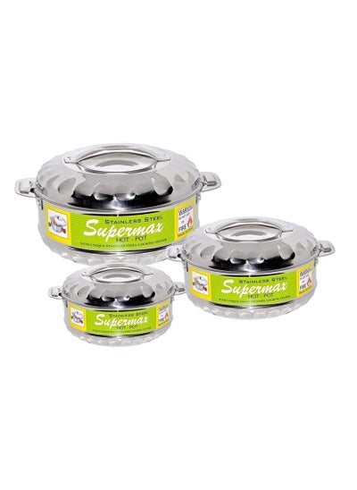 اشتري 3-Piece Hot-Pot Stainless Steel Casserole Set 5.0, 7.5, 10 L في السعودية