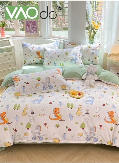 Buy 4PCS 100% Cotton Kids Comforter Set Double Sided Color Duvet Cover Super Dinosaur and Tree Reactive Printing and Dyeing Patterns Kids Bedding Set in Saudi Arabia