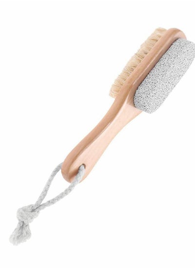 اشتري Double-sided Foot Pumice Stone Natural Bristle Foot Brush Dead Skin Massage SPA Callus Remover Exfoliating Scrubber في الامارات