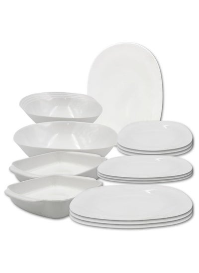 Buy Danny home 16 pcs Kitchen Dining Opalware Glass Dining plate Dessert plate Desser plate Soup plate Salad bowl in UAE