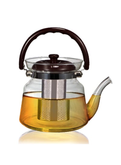 Buy Transparent Heat Resistant Glass Tea Coffee Pot With Infuser 0.6L/1.2L/1.4L/1.6L in Saudi Arabia