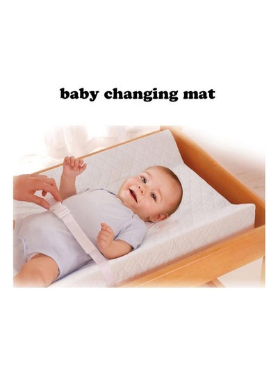 Buy Baby Infant Contoured Changing Pad,White Comfortable & Secure Baby With Security Strap And Two High Curved Sides, Easy To Clean Fits All Standard Changing Tables/Dresser Tops 80x40x10cm in Saudi Arabia