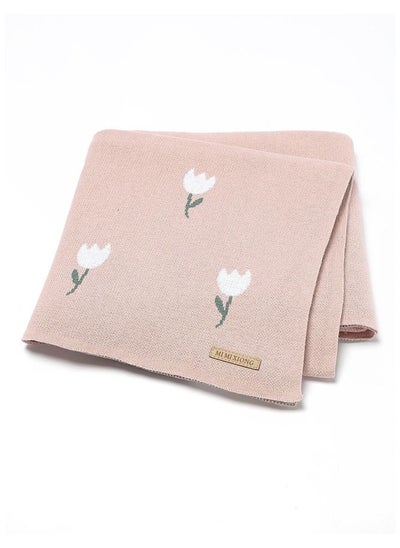 Buy 100% Cotton Baby Swaddling Blanket with Flower Pattern 80*100cm Pink in UAE