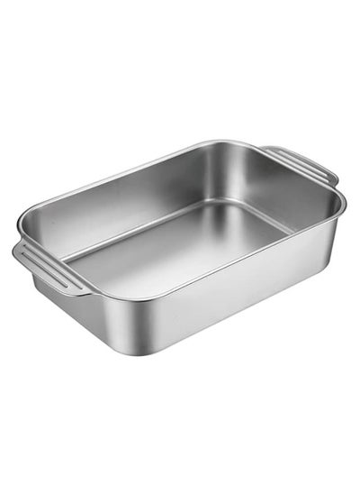 اشتري 1 piece thick multi-functional stainless rectangular tray with stainless handle, size 33*19 cm في مصر