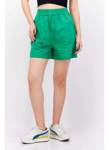 اشتري Women Brand Logo Basic Shorts, Green في الامارات