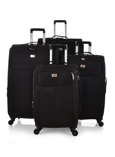 اشتري New Travel Luggage Fabric Trolley 4 Piece Set Size 20/24/28/32 Inch 9932/4P Black في السعودية