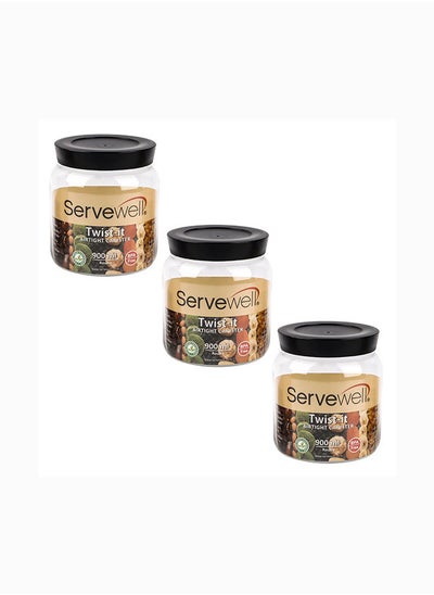 اشتري Servewell 3pc Plastic Round Transparent Container Set - 900ml في الامارات