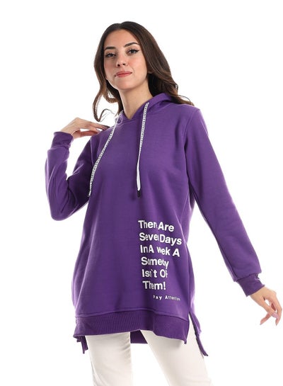 Buy Woman Long Hoodie With Printed English Letters in Egypt