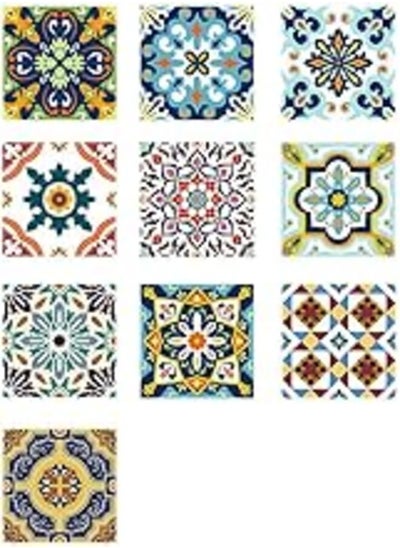 Buy 10-Piece Self-Adhesive 3D Wall Sticker Multicolour 20x20 centimeter in Egypt