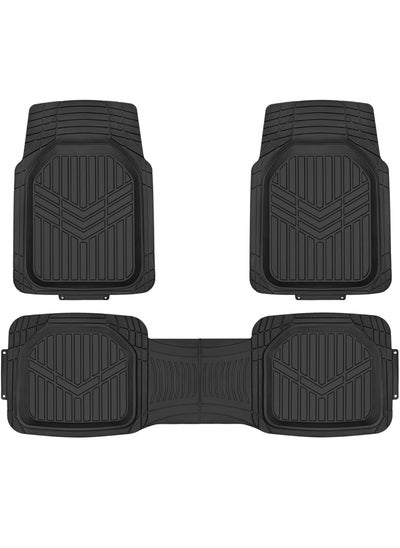 Buy 3-Piece All-Weather Protection Heavy Duty Rubber Floor Mats for Cars, SUVs, and Trucks，Black,Universal Trim to Fit in UAE